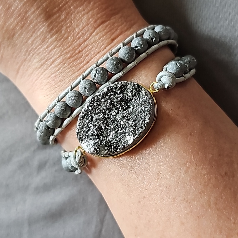 Katie Joelle Gray Druzy Wrap Bracelet